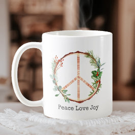 Caneca De Café Sinais de Paz de Pau de Natal Joy Amor