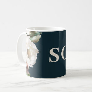 Caneca De Café Sinais florais pintados românticos escuros elegan