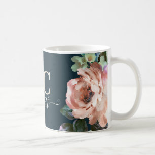 Caneca De Café Sinais florais pintados românticos escuros elegan