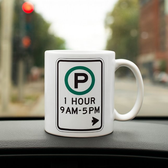 Caneca De Café Sinal De 1 Hora De Estacionamento Para Zonas De Es (Criador carregado)