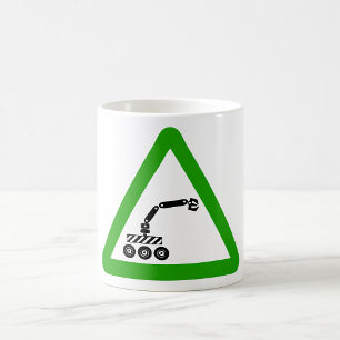 Caneca De Café Sinal de Alerta de Cruzamento de Robô