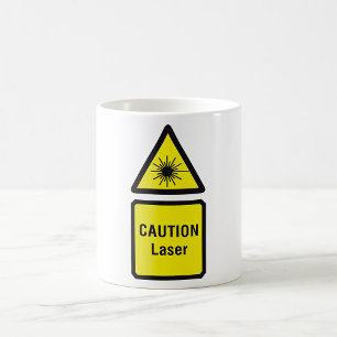 Caneca De Café Sinal de Alerta de Laser Cuidado