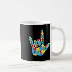 Caneca De Café Sinal de Amor em ASL Conscientização do Autismo