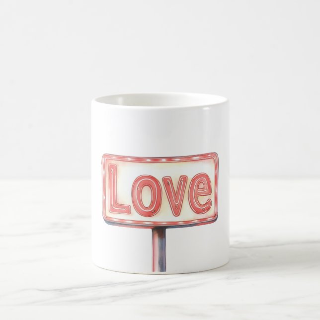 Caneca De Café Sinal de Amor Vermelho Neon (Centro)