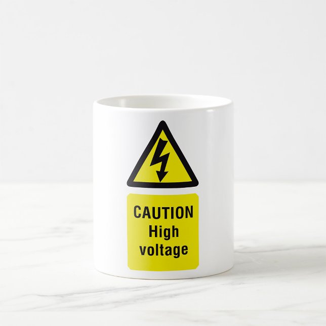 Caneca De Café Sinal de Aviso de Alta Tensão (Criador carregado)