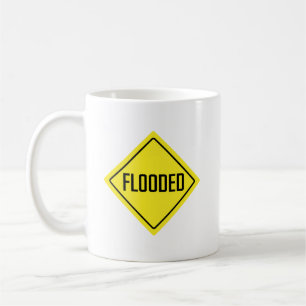 Caneca De Café Sinal de aviso inundado   Mug Clássico