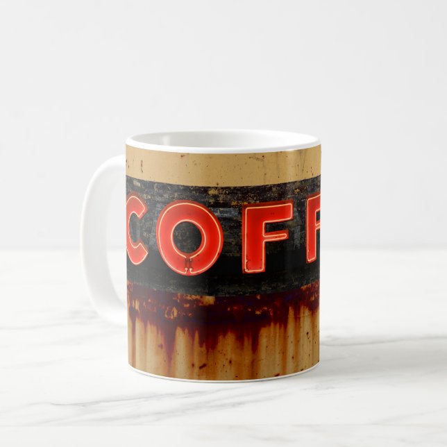 Caneca De Café Sinal de Café Neon Rústico (Frente Esquerda)