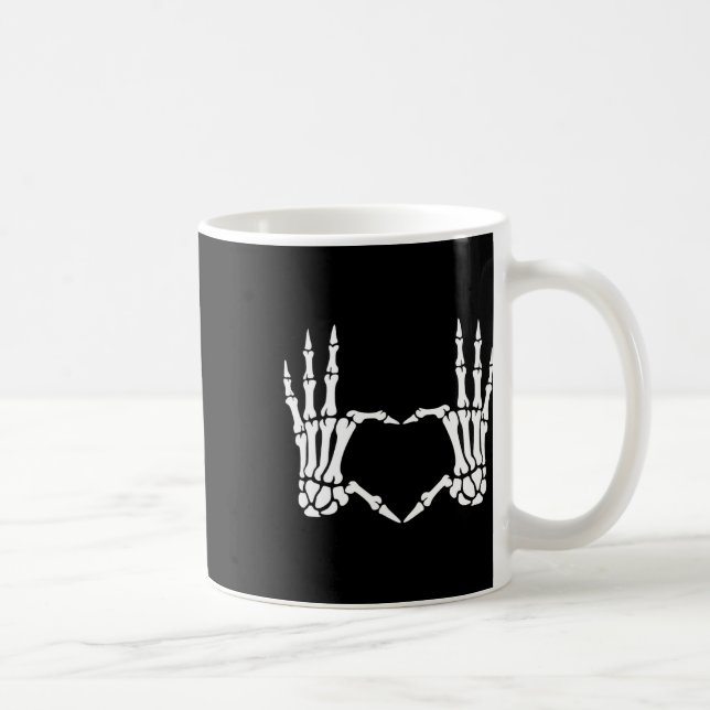 Caneca De Café Sinal de Coração das Mãos Retro Halloween Figurume (Direita)