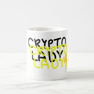 Caneca De Café Sinal de Energia Poderosa Dama Crypto Funky