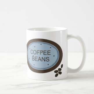 Caneca De Café Sinal de Grão de Café em Azul e Marrom