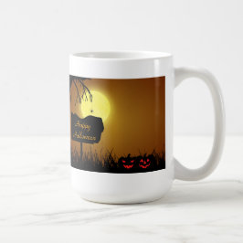 Caneca De Café Sinal de Halloween com Pumpkins - Mug