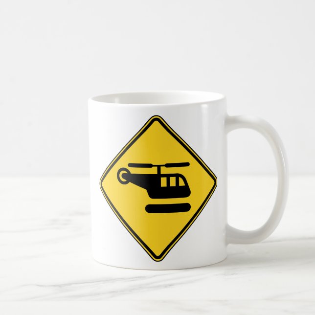 Caneca De Café Sinal de helicóptero de precaução (Direita)