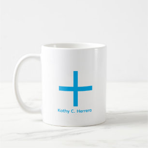 Caneca De Café Sinal de Mais Azul Céu Minimalista com Nome Person