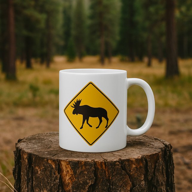 Caneca De Café Sinal de Moose Road (Criador carregado)