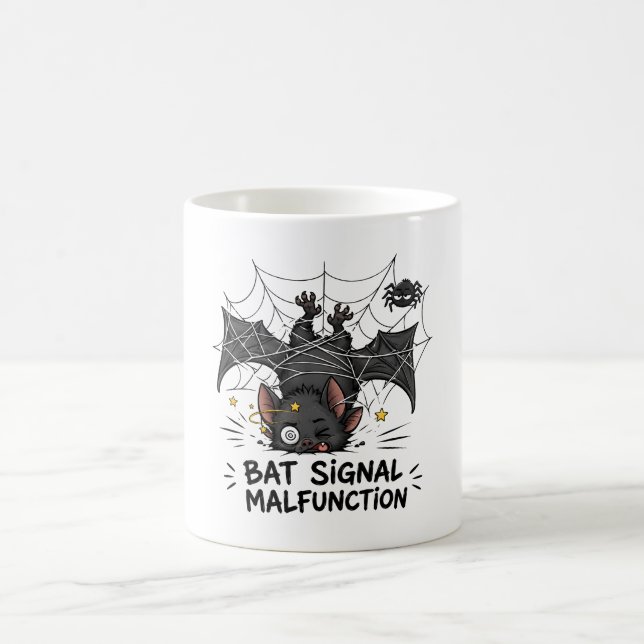 Caneca De Café Sinal de Morcego Engraçado Mal Funcionamento Hallo (Centro)