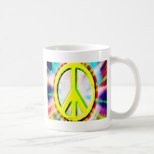 Caneca De Café Sinal de PAZ Amarelo Colorido Feliz e Divertido
