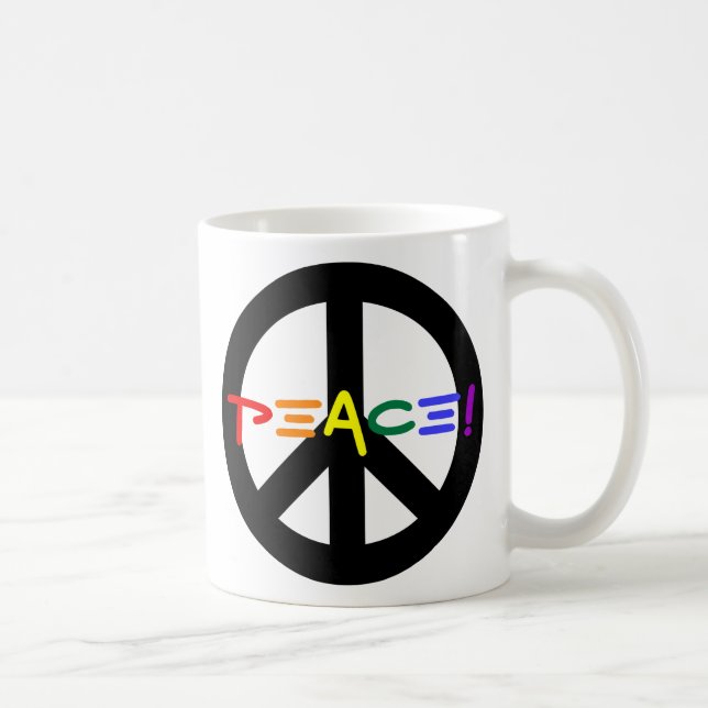 Caneca De Café Sinal de paz com arco-íris (Direita)