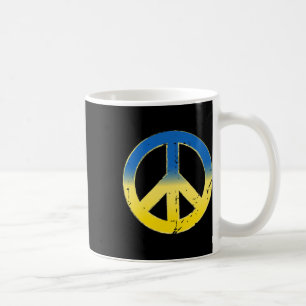 Caneca De Café Sinal de Paz Cores da Ucrânia Visual Retro Vintage