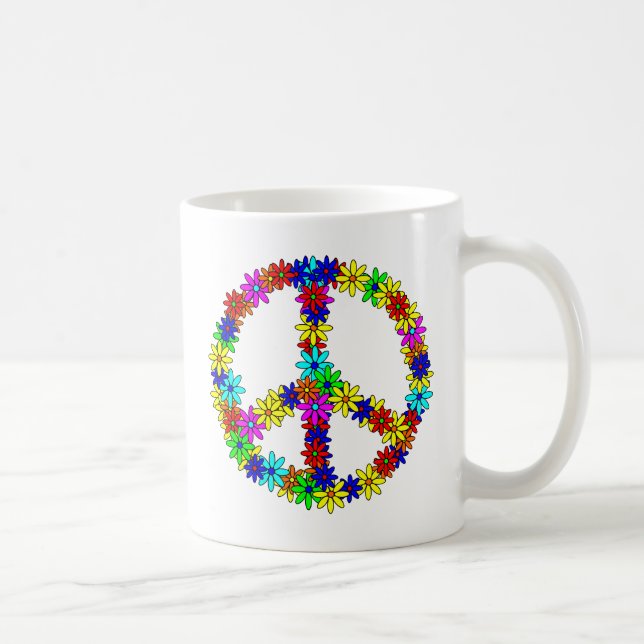 Caneca De Café Sinal de paz da flor do amor (Direita)