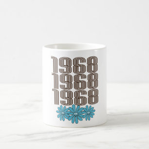 Caneca De Café Sinal de Paz de 1968 Aqua Hippie Flower Power