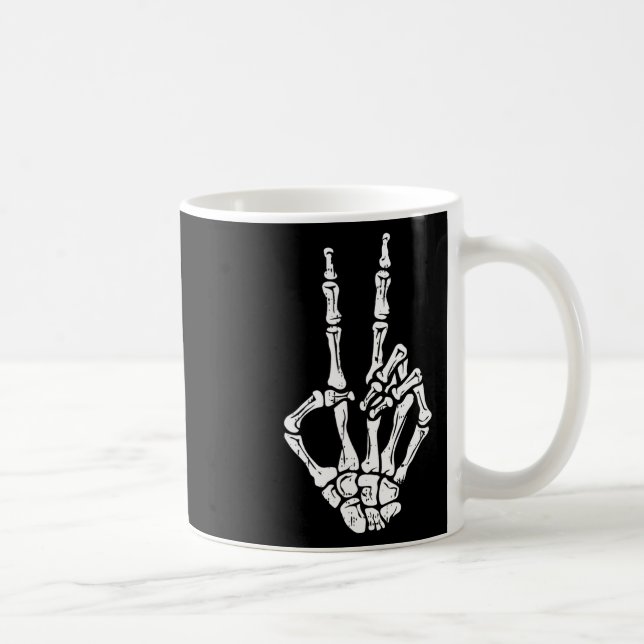 Caneca De Café Sinal de Paz de Mão - Ossos do Costume do Hallowee (Direita)