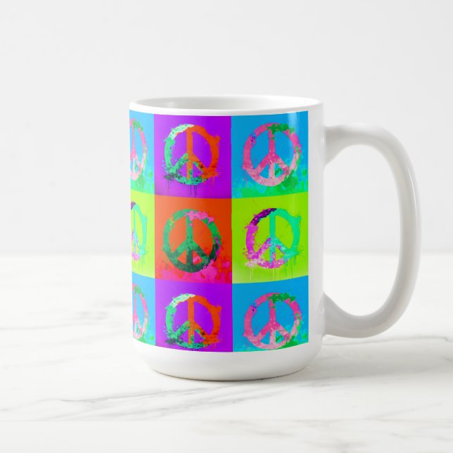Caneca De Café Sinal de paz groovy tie dye grafite tinta spray ar (Direita)