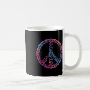 Caneca De Café Sinal de Paz Mandala Ornate Boho Rojxo Ioga Retro