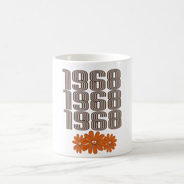 Caneca De Café Sinal de Paz Orange Hippy Flower Power de 1968 (Centro)