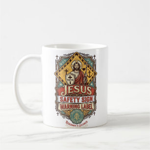 Caneca De Café Sinal de Segurança Jesus Etiqueta de Aviso Sinal d
