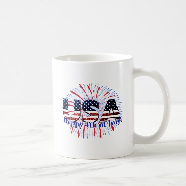 Caneca De Café Sinal de texto dos EUA brilha fogos de artifício F (Direita)