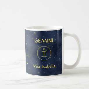 Caneca De Café Sinal de Zodiac Gemini e Celestial Cat Mug