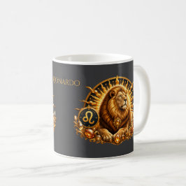 Caneca De Café Sinal do Zodíaco Leão Personalizado Dourado