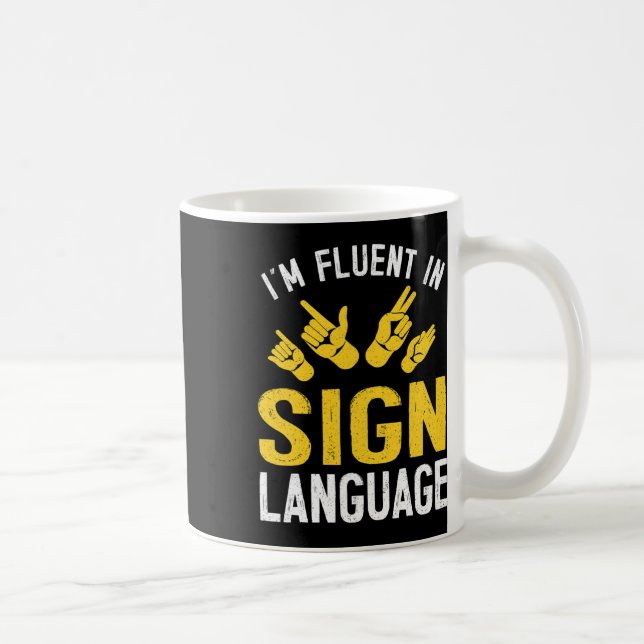 Caneca De Café Sinal Linguagem Intérprete-Mão Asl Sensibilização  (Direita)