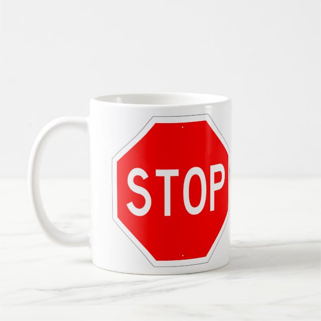 Caneca De Café Sinal STOP muito divertido Taça de Café (Esquerda)