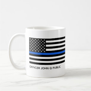 Caneca De Café Sinalizador Americano de Linha Azul Fino Personali