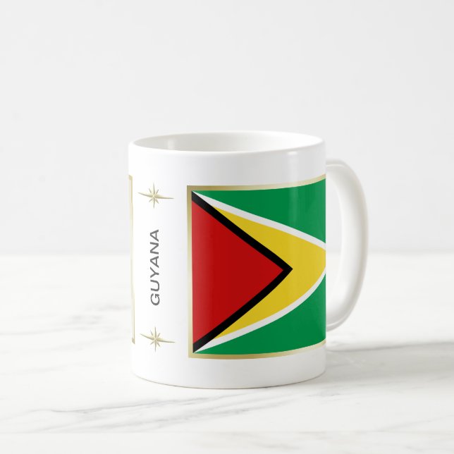 Caneca De Café Sinalizador da Guiana + Mug de Mapa (Frente Esquerda)