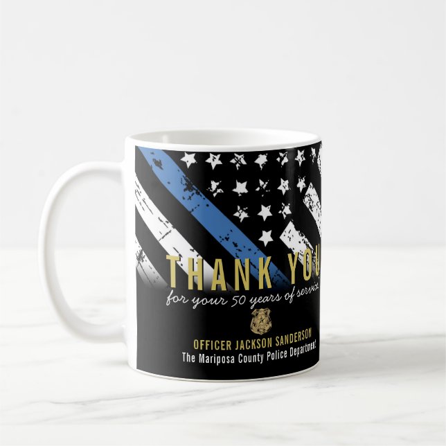 Caneca De Café Sinalizador da Linha Azul do Aniversário da Políci (Esquerda)