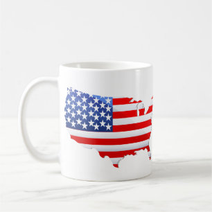 Caneca De Café Sinalizador de Mapa Patriótico dos EUA