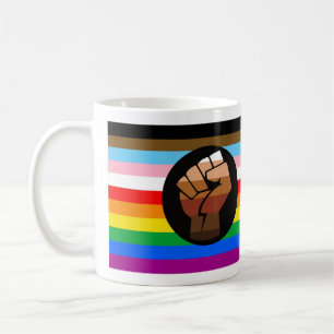 Caneca De Café Sinalizador de Orgulho POC de Progresso LGBTQ+