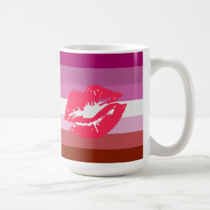 Caneca De Café Sinalizador do Orgulho Lésbico Lipstick