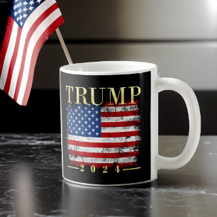 Caneca De Café Sinalizador Dourado Elegante Trump 2020