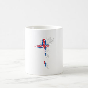 Caneca De Café Sinalizador e mapa das Ilhas Faroé