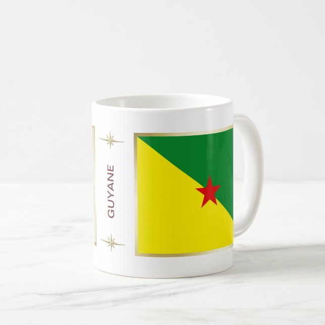 Caneca De Café Sinalizador Guyane + Mug de Mapa (Frente Esquerda)