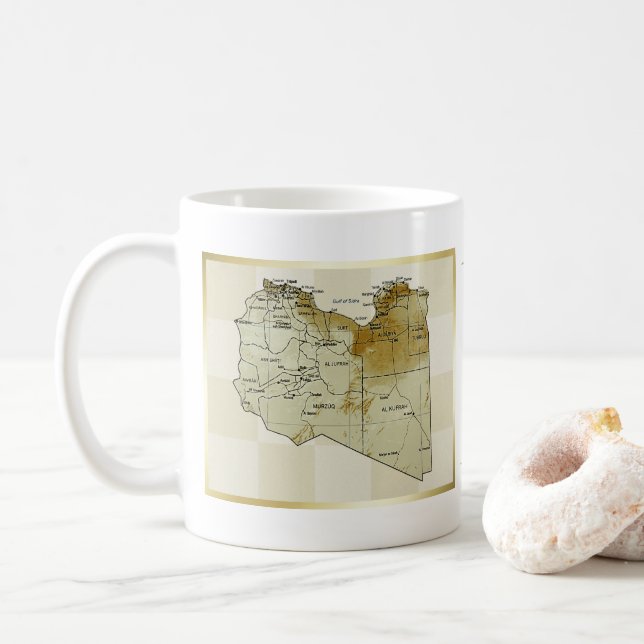 Caneca De Café Sinalizador Líbia + Mug de Mapa (Com Donut)
