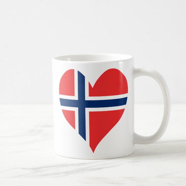 Caneca De Café Sinalizador Norueguês Heart (Direita)