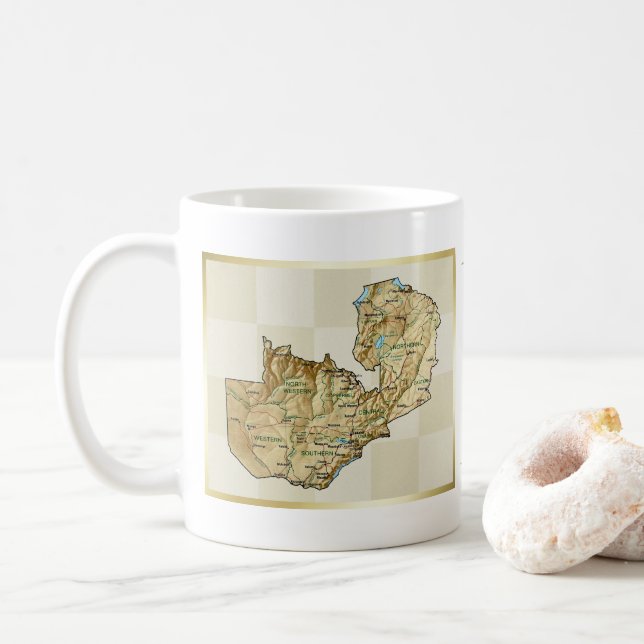 Caneca De Café Sinalizador Zâmbia + Mug de Mapa (Com Donut)