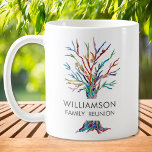 Caneca De Café Sindicato Personalizado Da Família Coffee Mug<br><div class="desc">Esta caneca da Reunião da Família na moda apresenta uma árvore de família de mosaicos colorida. Facilmente personalizável com seu nome de família. Porque nós criamos nosso próprio trabalho de arte você não encontrará essa imagem exata de outros designers. Use a opção Personalizar mais para alterar o tamanho, o estilo...</div>