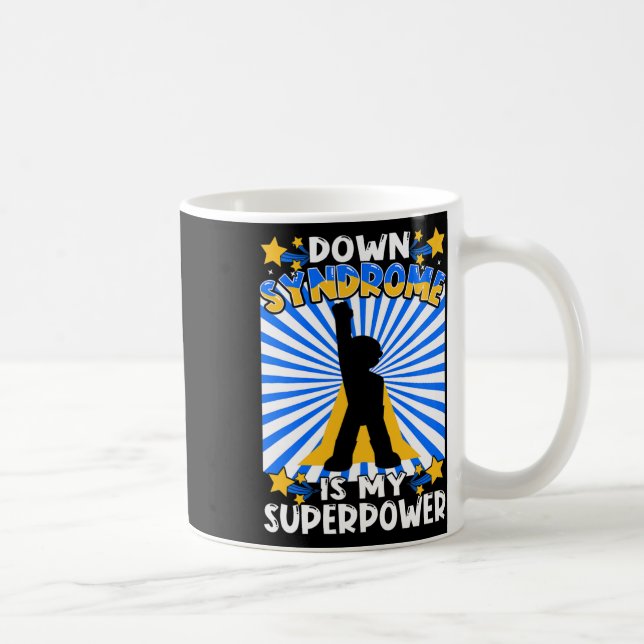Caneca De Café Síndrome de Down Super-Herói Conscientização Cromo (Direita)
