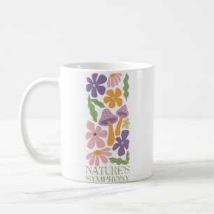 Caneca De Café sinfonia da natureza colorido minimalista retro fl