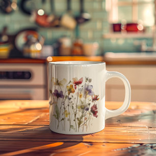 Caneca De Café Sinfonia de flor selvagem: Arte de Aquarela Vibran